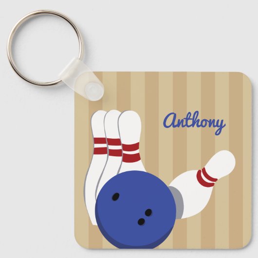 Bowling bal en pins gepersonaliseerd sleutelhanger (Voorkant)