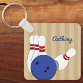 Bowling bal en pins gepersonaliseerd sleutelhanger (Voorkant)