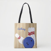 Bowling bal en pins gepersonaliseerd tote bag (Voorkant)