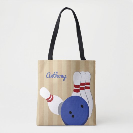 Bowling bal en pins gepersonaliseerd tote bag (Voorkant)