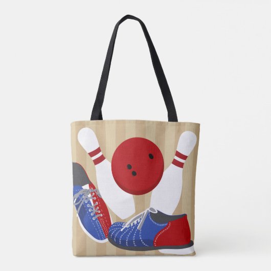 Bowling bal en pins gepersonaliseerd tote bag (Achterkant)