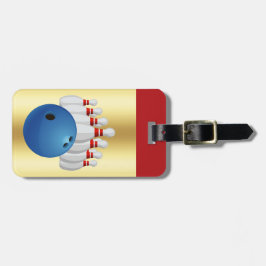 Bowling -- Bal en Pins personaliseer naam/adres Bagagelabel
