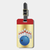 Bowling -- Bal en Pins personaliseer naam/adres Bagagelabel (Voorkant verticaal)
