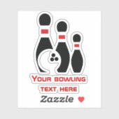 Bowling bal en pins rood en zwart op maat sticker (Vel)