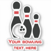Bowling bal en pins rood en zwart op maat sticker (Voorkant)