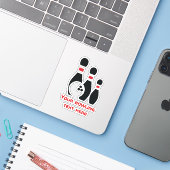 Bowling bal en pins rood en zwart op maat sticker (Laptop met iPhone)