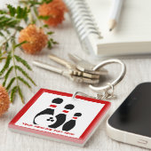 Bowling bal en pins zwart en rood sleutelhanger (Voorkant Rechts)