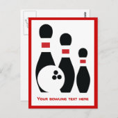 Bowling bal en spelden aangepaste verticaal briefkaart (Voorkant / Achterkant)