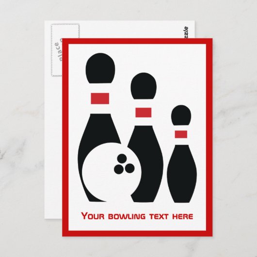 Bowling bal en spelden aangepaste verticaal briefkaart (Voorkant / Achterkant)