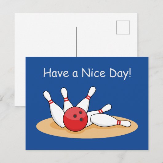 Bowling bal opvallende skittles personaliseren feestdagenkaart (Voorkant / Achterkant)