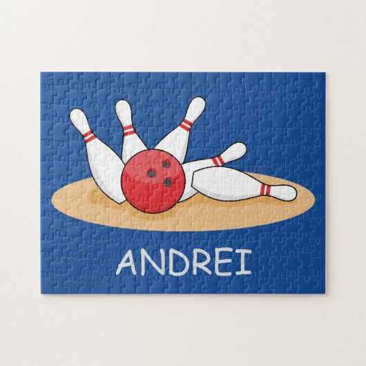 Bowling bal opvallende skittles personaliseren legpuzzel (Horizontaal)