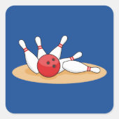 Bowling bal opvallende skittles vierkante sticker (Voorkant)