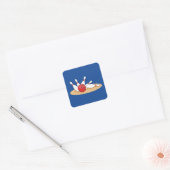 Bowling bal opvallende skittles vierkante sticker (Envelop)