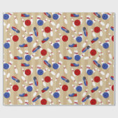 Bowling bal, spelden en schoenen met patronen cadeaupapier (Vlak)