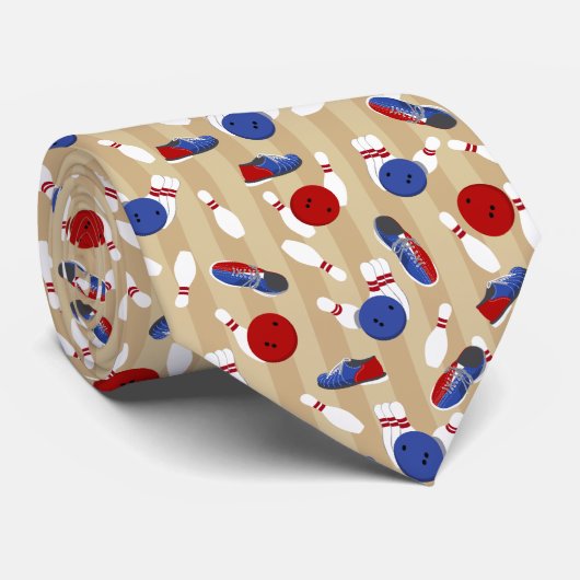 Bowling bal, spelden en schoenen met patronen stropdas (Opgerold)