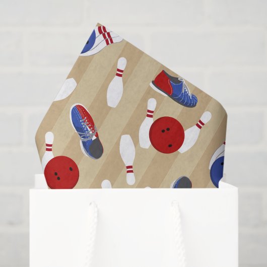 Bowling bal, spelden en schoenen met patronen tissuepapier (Cadeauzakje)