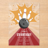 Bowling bal Strike Up Sommige Leuke Kinderen Verja Acryl Uitnodigingen (Voorkant)