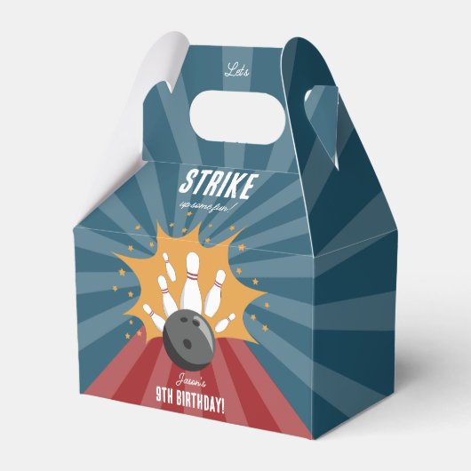 Bowling bal Strike Up Sommige Leuke Kinderen Verja Bedankdoosjes (Voorkant Zijde)