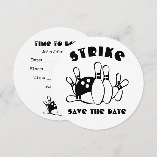 Bowling Ball, aangepast Save The Date (Voorkant / Achterkant)