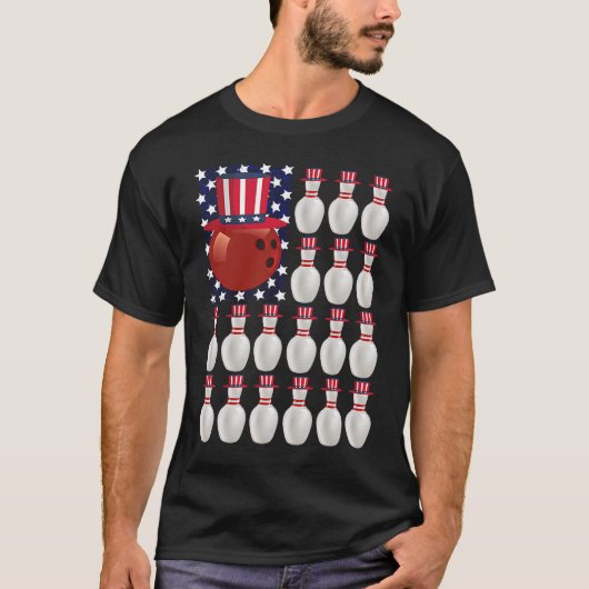 Bowling Ball American Flag 4 juli US Bowler G T-shirt (Voorkant)