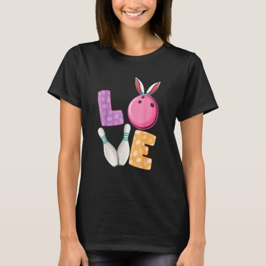 Bowling Ball Amp Pins Bunny Ears Egg Easte T-shirt (Voorkant)