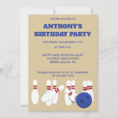 Bowling Ball and Pins Bowling Verjaardagsfeest Kaart (Voorkant)