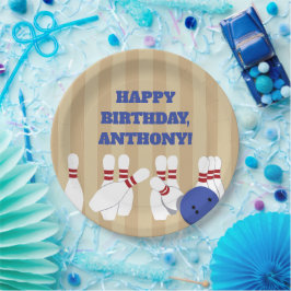 Bowling Ball and Pins Bowling Verjaardagsfeest Papieren Bordje