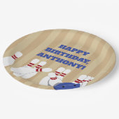 Bowling Ball and Pins Bowling Verjaardagsfeest Papieren Bordje (Gekanteld)