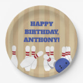 Bowling Ball and Pins Bowling Verjaardagsfeest Papieren Bordje (Voorkant)