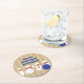 Bowling Ball and Pins Bowling Verjaardagsfeest Ronde Kartonnen Onderzetter (Insitu)