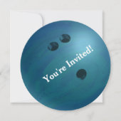 Bowling Ball Blue Party-uitnodiging Kaart (Voorkant)