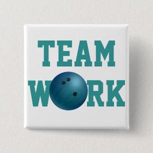 Bowling Ball Blue Vierkante Button 5,1 Cm