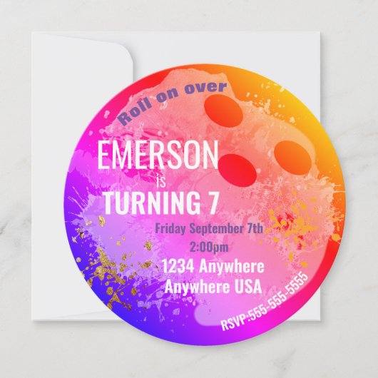 BOWLING BALL, bowling, Glow bowling-verjaardag Neo Kaart (Voorkant)