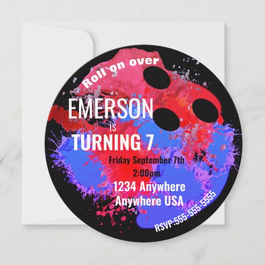 BOWLING BALL, bowling, Glow bowling verjaardagsfee Kaart (Voorkant)