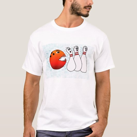 Bowling Ball Chasing Pins T-shirt (Voorkant)