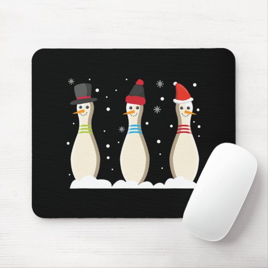 Bowling Ball Christmas Bowling Pins Santa Hat Gift Muismat (Met muis)