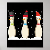 Bowling Ball Christmas Bowling Pins Santa Hat Gift Poster (Voorkant)