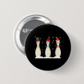 Bowling Ball Christmas Bowling Pins Santa Hat Gift Ronde Button 5,7 Cm (Voorkant /achterkant)