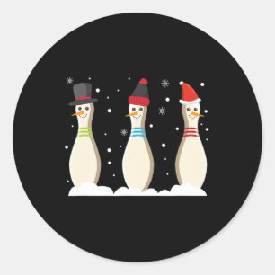 Bowling Ball Christmas Bowling Pins Santa Hat Gift Ronde Sticker