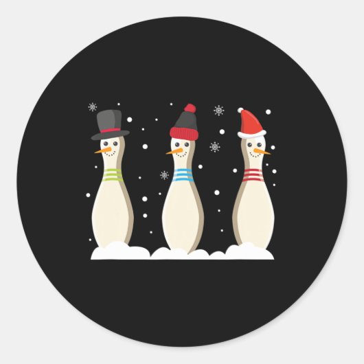 Bowling Ball Christmas Bowling Pins Santa Hat Gift Ronde Sticker (Voorkant)
