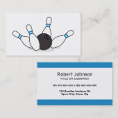 Bowling ball die spelden neerslaat - blauw visitekaartje (Voorkant / Achterkant)