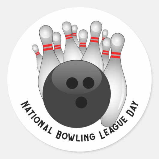 Bowling Ball en Bowling Pins Ronde Sticker (Voorkant)