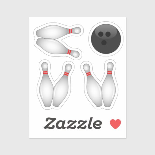 Bowling Ball en Bowling Pins Sticker (Vel)