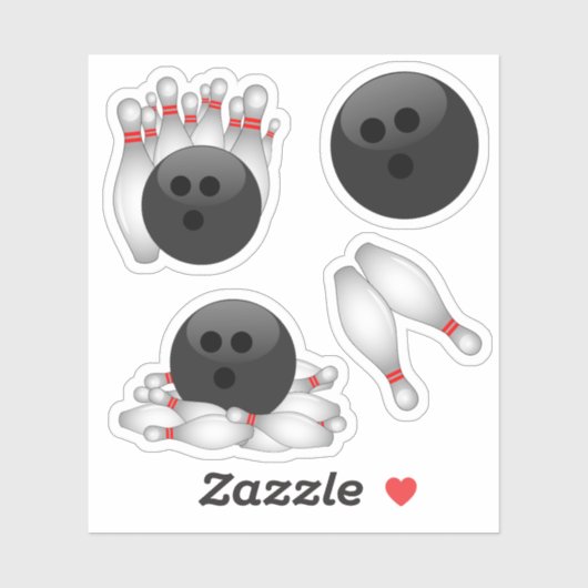 Bowling Ball en Bowling Pins Sticker (Vel)