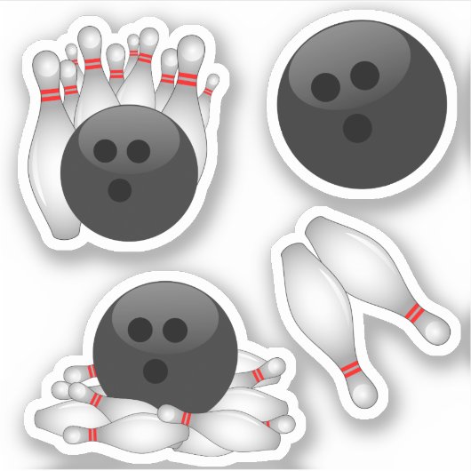 Bowling Ball en Bowling Pins Sticker (Voorkant)