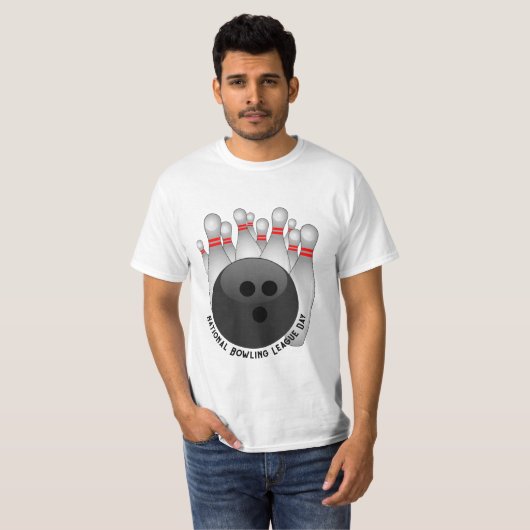 Bowling Ball en Bowling Pins T-shirt (Voorkant volledig)