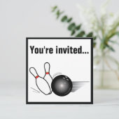 Bowling Ball en Pins After Game Party nodigen Kaart (Staand voorkant)