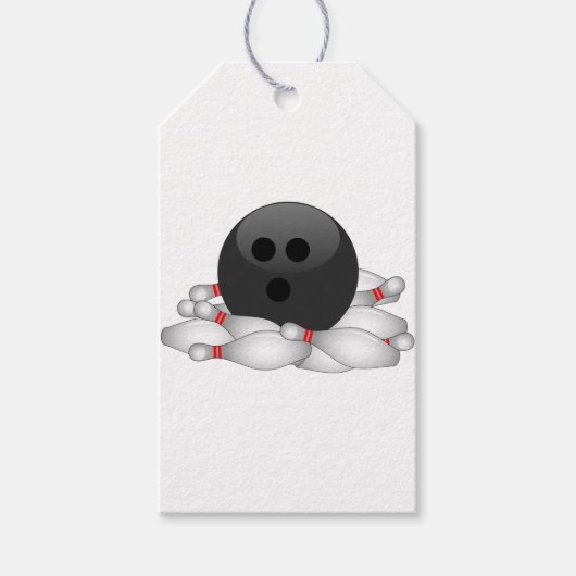 Bowling Ball en Pins Cadeaulabel (Voorkant)