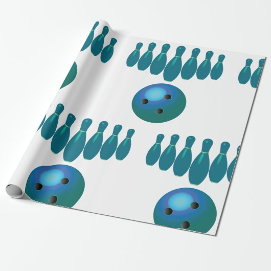 Bowling Ball en Pins Fun Sports Cadeaupapier (Uitgerold)