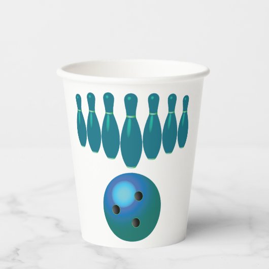 Bowling Ball en Pins Fun Sports Papieren Bekers (Voorkant)
